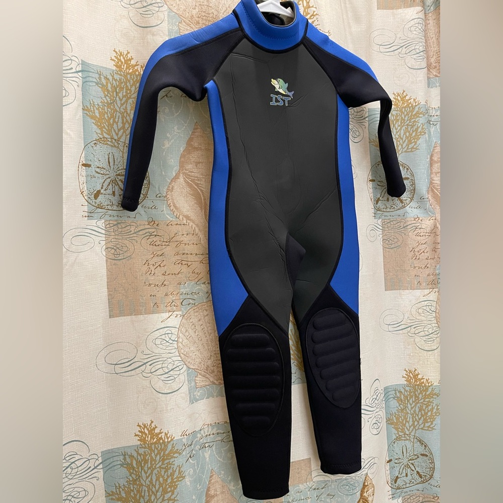 IST Small Full Body Wet Suit Kids 7/8 Black Blue Wakeboard Water Ski Tubing - Picture 2 of 8